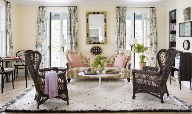 Interior by Tom Sheerer with Lee Jofa's Hollyhock Chintz 